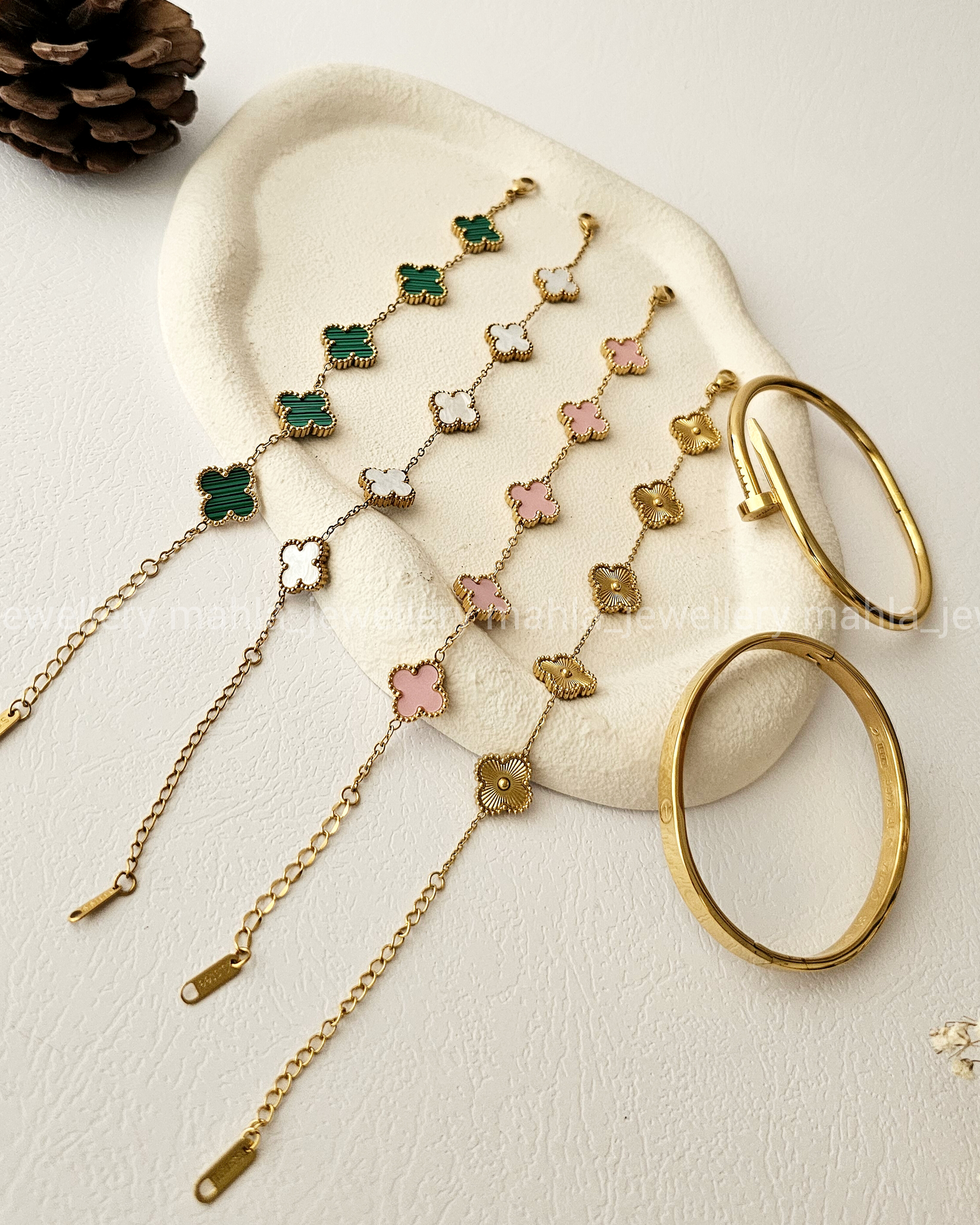 دستبند پنج گل ونکلیف با حک برند استیل