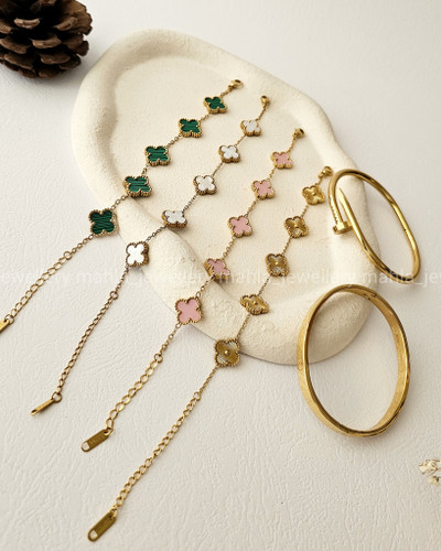 دستبند پنج گل ونکلیف با حک برند استیل