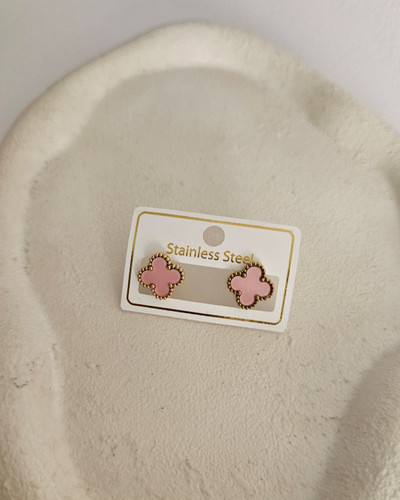 گوشواره ونکلیف صورتی برند استیل