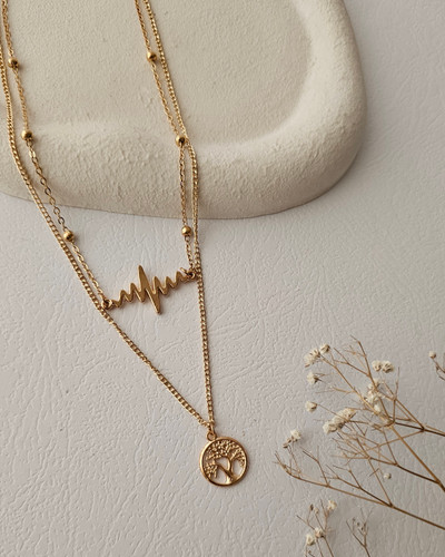 گردنبند دو رَج طلایی برند فشن جولری