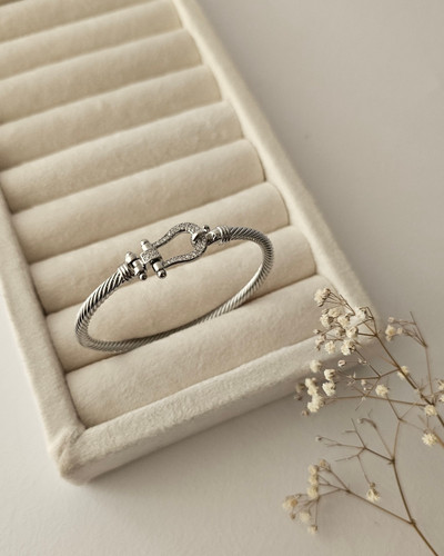 دستبند النگویی فرد سیلور نگیندار ysx