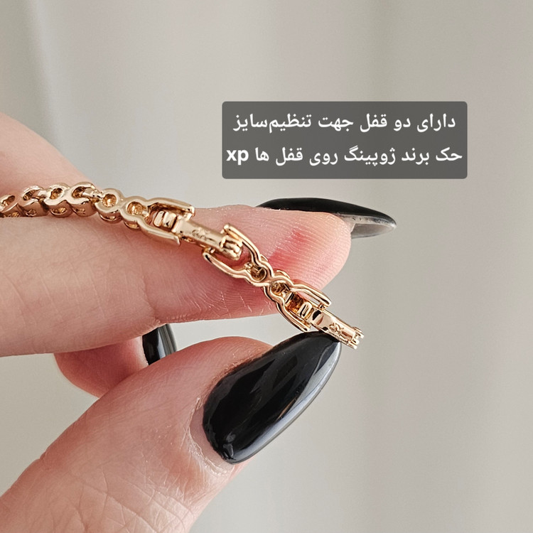 دستبند نگبندار طلایی برند ژوپینگ اصل و ضد حساسیت با حک برند